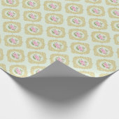 Elegant Pink Rose and Gold Frame  Geschenkpapier (Ecke)