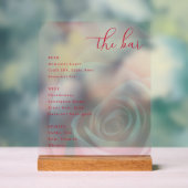 Elegant Pink Rose Bar Menu Acrylschild (Neutral)