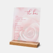Elegant Pink Rose Bar Menu Acrylschild (Winkel)