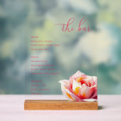 Elegant Pink Rose Bar Menu Acrylschild (Neutral)
