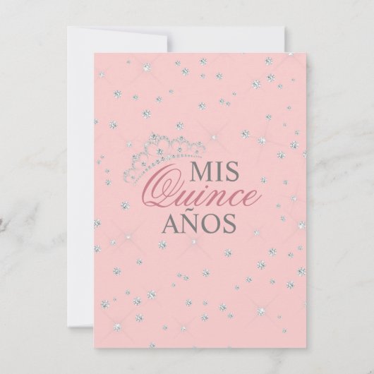 Elegant Pink Rose Black Quinceañera Quince Tiara Einladung (Rückseite)