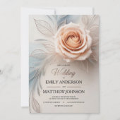 Elegant Pink Rose Dew Drop Wedding Invitation Einladung (Vorderseite)
