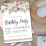 Elegant Pink Rose Floral 30. Geburtstag Einladung<br><div class="desc">Ehre eine besondere Frau mit dieser eleganten und weiblichen Geburtstagsfeier. Die Geburtstagsfeier-Details sind von oben und unten rosa Blumenrahmen umgeben. Die Blumenelemente sind in schlauen grünen Blätter eingebettet und verleihen ihr ein zeitgenössisches Ambiente. Dieser Artikel ist Teil der 30. Geburtstagssammlung Pink Rose Floral.</div>