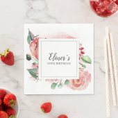 Elegant Pink Rose Floral 90. Geburtstag Serviette (Beispiel)