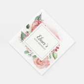 Elegant Pink Rose Floral 90. Geburtstag Serviette (Ecke)