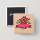 Elegant Pink Rose Floral Bouquet Button (Vorne & Hinten)