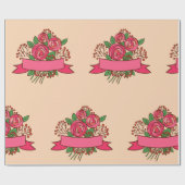 Elegant Pink Rose Floral Bouquet Geschenkpapier (Flach)