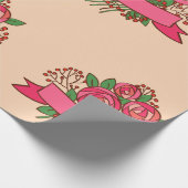 Elegant Pink Rose Floral Bouquet Geschenkpapier (Ecke)