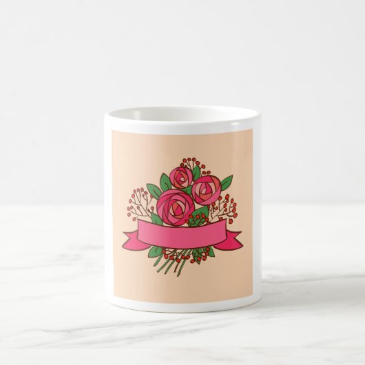 Elegant Pink Rose Floral Bouquet Kaffeetasse (Mittel)