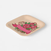 Elegant Pink Rose Floral Bouquet Pappteller (Gewinkelt)