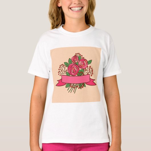 Elegant Pink Rose Floral Bouquet T-Shirt (Vorderseite)