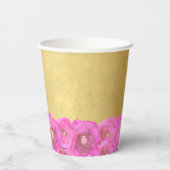 Elegant Pink Rose Floral Gold Bat Mitzvah Pappbecher (Rückseite)
