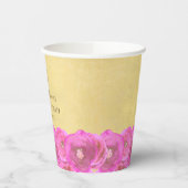 Elegant Pink Rose Floral Gold Bat Mitzvah Pappbecher (Links)