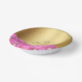 Elegant Pink Rose Floral Gold Bat Mitzvah Pappteller (Gewinkelt)