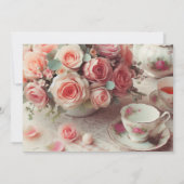 Elegant Pink Rose Hat Thema Tee Party Einladung (Rückseite)