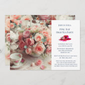 Elegant Pink Rose Hat Theme Tea Party  Einladung (Vorne/Hinten)