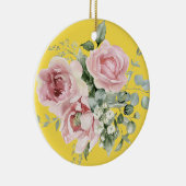 Elegant Pink Rose Memorial Keramik Ornament (Rechts)