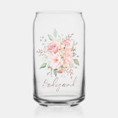 Elegant Pink Rose Peony Floral Bridesmaid Dosenglas (Vorderseite)