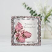 Elegant Pink Rose Quinceanera Einladung (Stehend Vorderseite)