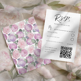 Elegant Pink Rose RSVP Wedding Card Karte