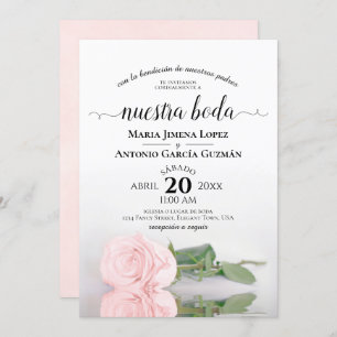 Elegant Pink Rose Spanische Nuestra Boda Wedding Einladung