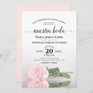 Elegant Pink Rose Spanische Nuestra Boda Wedding Einladung
