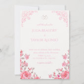 Elegant Pink Rose Wedding Invite Einladung (Vorderseite)