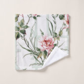 Elegant Pink Roses and Leaves on Trellis Badhandtuch Set (Waschlappen)