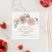 Elegant Pink Roses Bible Verse Wedding Serviette (Beispiel)