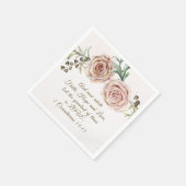 Elegant Pink Roses Bible Verse Wedding Serviette (Ecke)