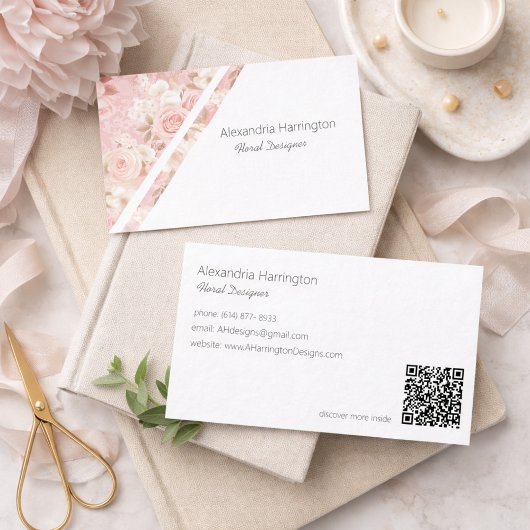 Elegant Pink Roses Business Card Visitenkarte