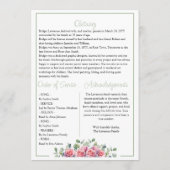 Elegant Pink Roses Celebrating Life Of - Funeral Programm (Rückseite)