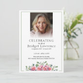 Elegant Pink Roses Celebrating Life Of - Funeral Programm (Stehend Vorderseite)