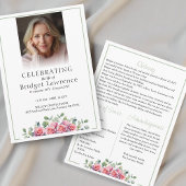 Elegant Pink Roses Celebrating Life Of - Funeral Programm