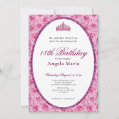 Elegant Pink Roses Floral 18th Birthday Debut Einladung (Vorderseite)