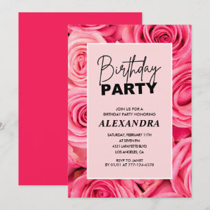 Elegant Pink Roses Floral 97. Geburtstag Einladung