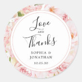 Elegant Pink Roses Gastgeschenk Hochzeit Vielen Da Runder Aufkleber (Vorderseite)