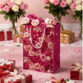 Elegant Pink Roses Gift Bag Mittlere Geschenktüte