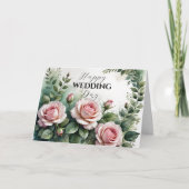 Elegant Pink Roses Hochzeitsgratulation Karte (Vorderseite)