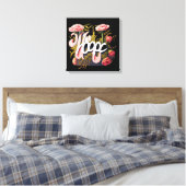 Elegant Pink Roses Hope Typography Leinwanddruck (Insitu (Schlafzimmer))