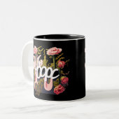 Elegant Pink Roses Hope Typography Zweifarbige Tasse (Vorderseite Links)
