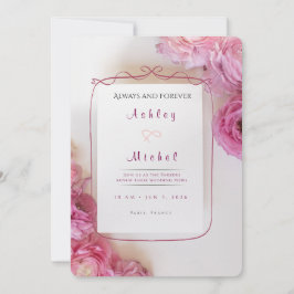 Elegant Pink Roses Paris Vow Renewal Invitation Einladung