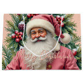 Elegant Pink Santa Große Geschenktüte (Vorderseite)