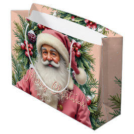 Elegant Pink Santa Große Geschenktüte