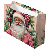 Elegant Pink Santa Große Geschenktüte (Vorderseite Schrägansicht)
