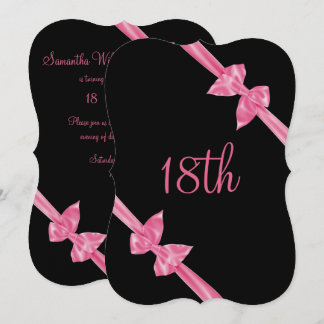 Elegant Pink Satin Bows 18. Geburtstag Einladung