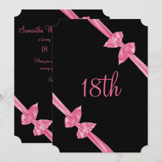 Elegant Pink Satin Bows 18. Geburtstag Einladung