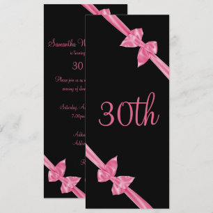 Elegant Pink Satin Bows 30. Geburtstag Einladung