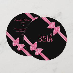Elegant Pink Satin Bows 35. Geburtstag Einladung