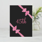 Elegant Pink Satin Bows 45. Geburtstag Einladung (Stehend Vorderseite)